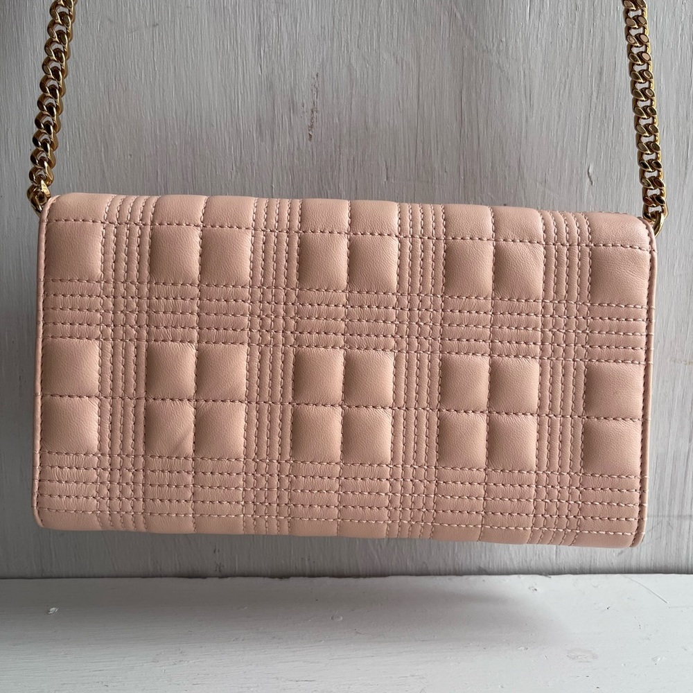 BURBERRY - Lola Quilted Leather Wallet on a Strap-Peach Pink - Picture 5 of 15